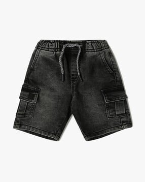 Boys Lightly Washed Regular Fit Cargo Shorts-image-31