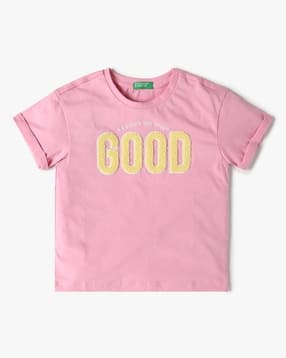 united colors of benetton Girls Choose To Be Kind In Towel Regular Fit Round-Neck T-Shirt-picture-15