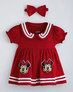 hopscotch Girls Cartoon Fit and Flare Dress-picture-48