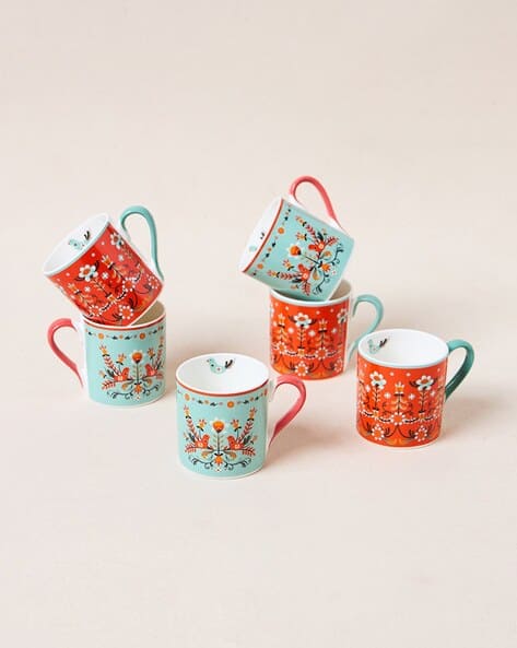 CHUMBAK Set of 6 Printed Tea Mugs