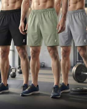 indiclub Men Pack of 3 Regular Fit Running Knit Shorts -picture-12