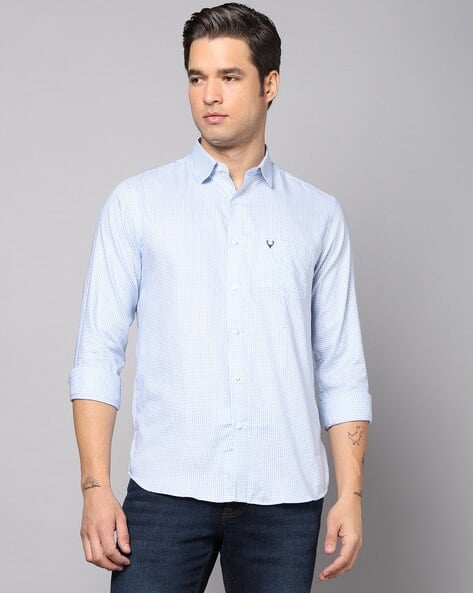 ALLEN SOLLY Men Checked Regular Fit Shirt with Patch Pocket