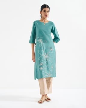 rangmanch by pantaloons Women Embroidered Straight Kurta -picture-22
