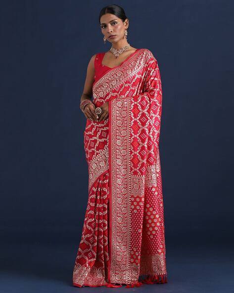 Saree mall Woven Dola Silk Saree with Tassels