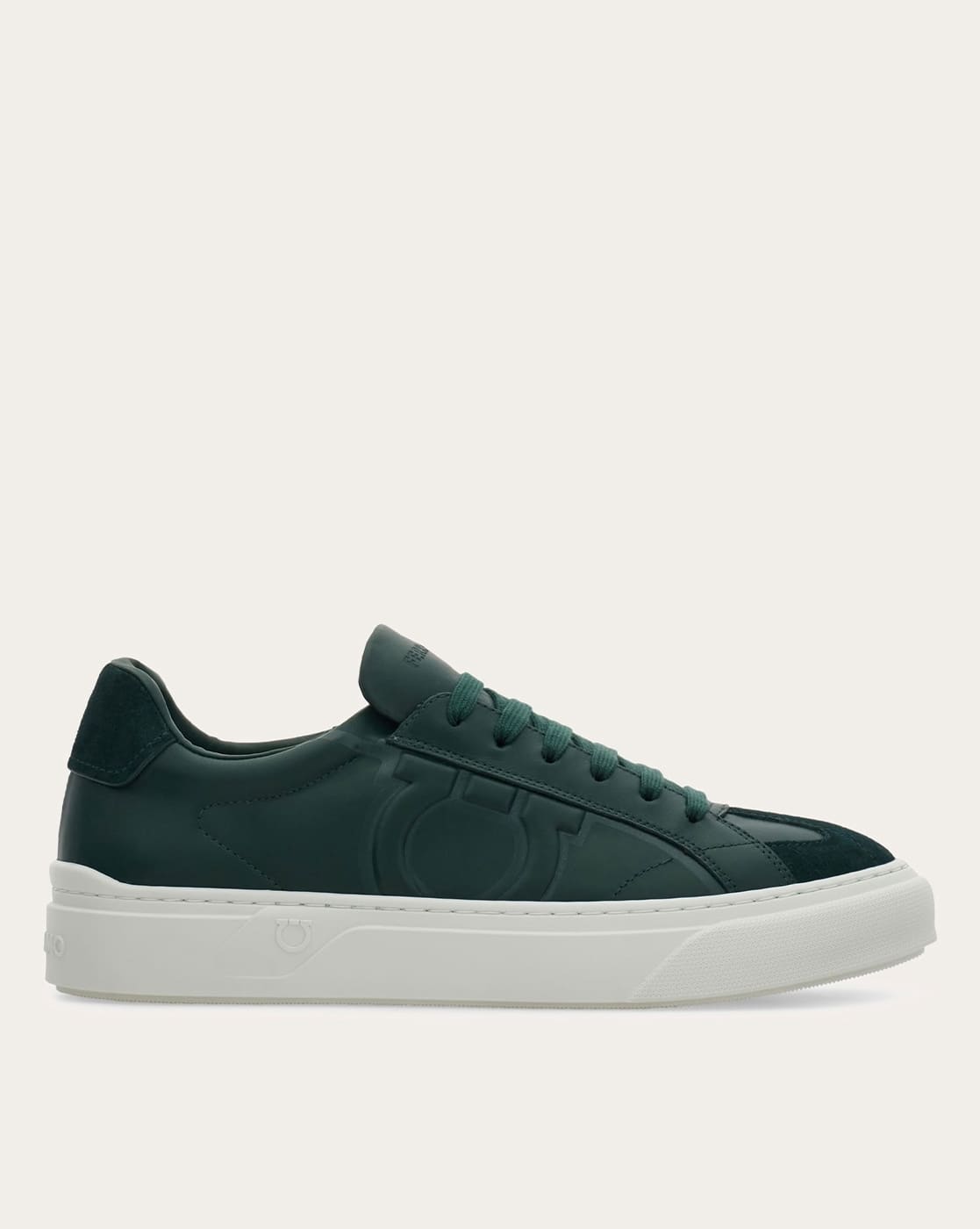 Buy Ferragamo Men Gancini Leather Sneakers | Moss Green Color Men