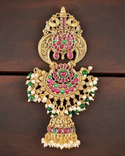 Oomph Women Gold-Plated Beaded Hair-Bun Pin