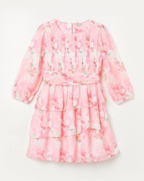 Fame forever by lifestyle Girls Floral Print Round-Neck A-Line Dress