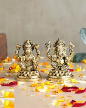 habere india Goddess Lakshmi & Lord Ganesha Brass Idols-picture-40