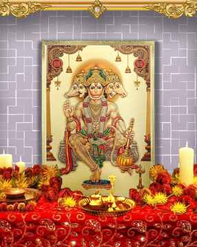 Panchmukhi Hanuman Bajrang Bali Gold PlatedPoster-image-22