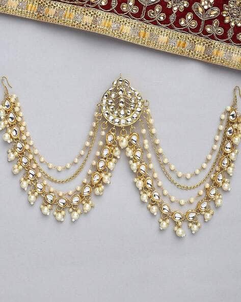 Oomph Women Gold-Plated Beaded Sheeshphool