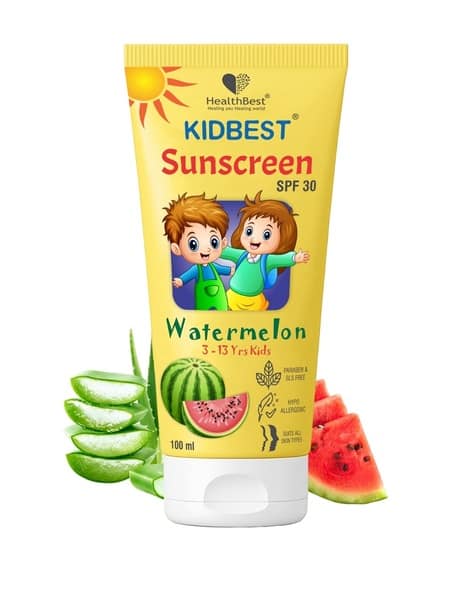 HealthBest Sunscreen for Kids SPF 30 PA+++ Tested Prevents Tanning  Watermelon - 100ml