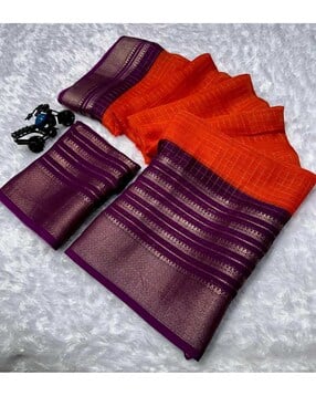 Checked Mysore Silk Saree-image-8
