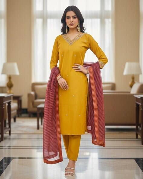 Nyrika Embroidery Straight Kurta Set