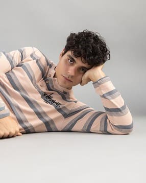club york Men Striped Regular Fit Henley-Neck T-Shirt-picture-13