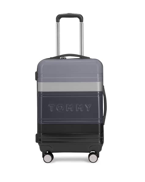 TOMMY HILFIGER Unisex Triton Pro Black Hard Polycarbonate Trolley Bag 49L - Cabin