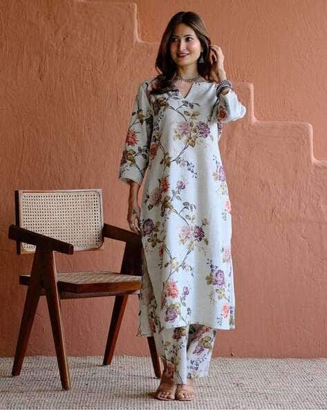 Nyrika Women Floral Print 2-Piece Kurta Suit Set