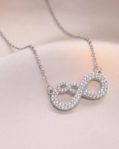 Designs & You Women Silver-Plated American Diamond-Studded Pendant