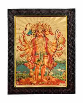 hawai Gold Plated Panchmukhi Hanuman Bajrang Bali Poster Religious-picture-43