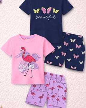 Girls Pack of 2 Graphic Ptint T-Shirt & Shorts -image-33