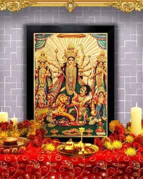 hawai Gold Plated Goddess Durga Poster Religious Photo Frame-picture-22