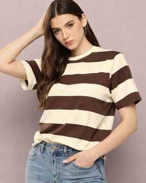 leia Women Stripes Relaxed Fit T-Shirt-picture-34