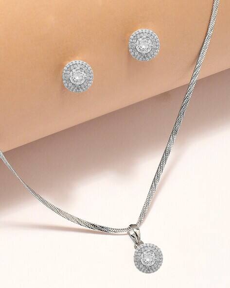 Oomph Women Silver-Plated Pendants & Earrings Set