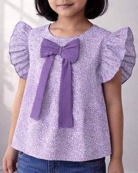 purple united kids Girls Printed Regular Fit Round-Neck Top-picture-27
