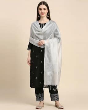muffly Women Woven Dupatta with Tassels Accent-picture-47