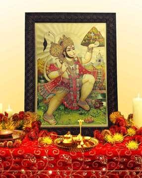 hawai Gold Plated Shree Bajarang Bali Hanuman Mountain Photo-picture-27