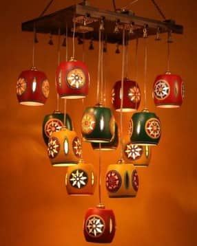 Cona-13 Chandelier With Barrel Shaped Metal Hanging Lamps-image-4