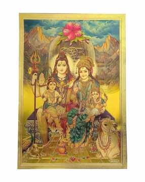 hawai Gold Plated Om Shiva Shiv Parivar Religious Photo Poster-picture-52