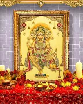 hawai Gold Plated Panchmukhi Hanuman Bajrangbali Poster Religious Photo-picture-26