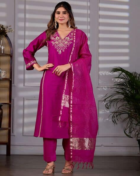 Indie Picks  Embroidery A-Line Kurta Set