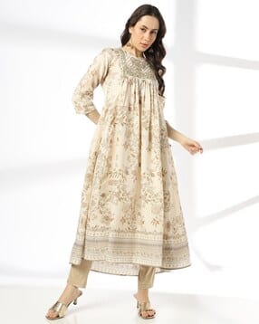 avaasa mix n' match Women Floral Print Flared Kurta-picture-23