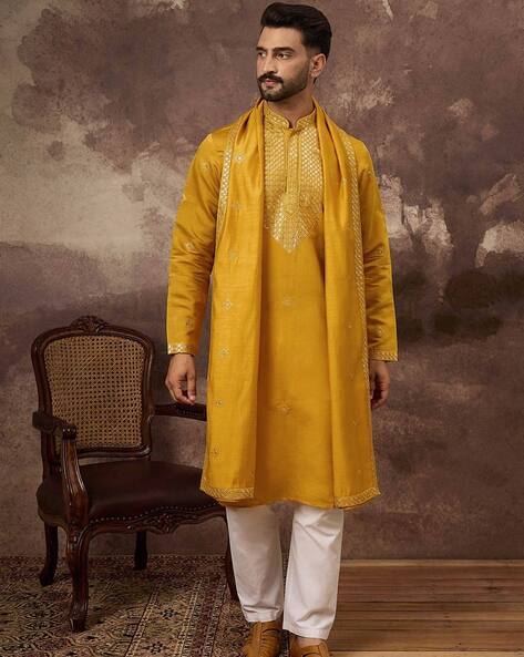 Ethnic Bay Men Embroidered Regular Kurta with Dupatta