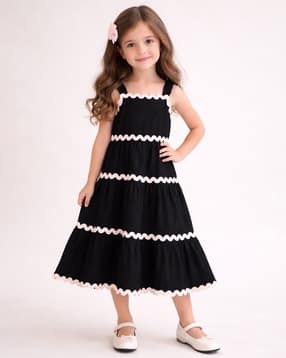 lazy shark Girls Striped Fit & Flare Dress-picture-11