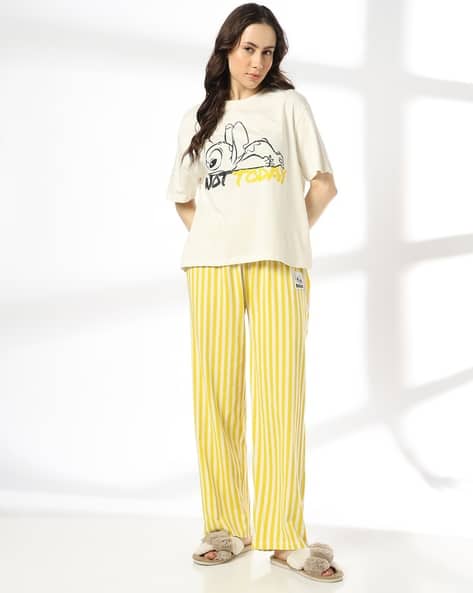 RIO Women Stitch Print T-Shirt & Pyjamas Set