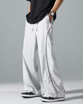 men straight track pants with drawstring waist