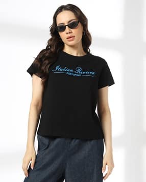 dnmx Women Typographic Print Regular Fit Crew-Neck T-Shirt-picture-28