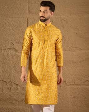 ethnic bay Men Relaxed Fit Mandarin-Neck Long Kurta-picture-49