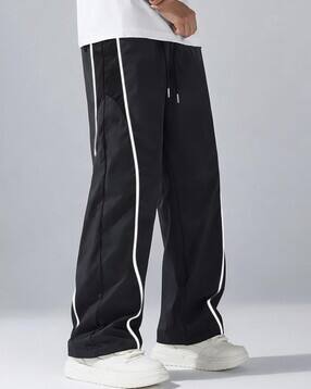 men straight track pants with drawstring waist