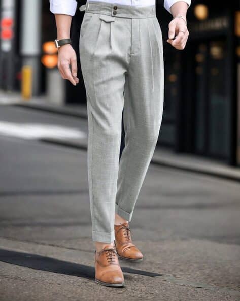 Men Double-Pleated Relaxed Fit Trousers