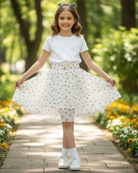 v-mart Girl Printed Flared Skirts with Elasticated Waist-picture-20