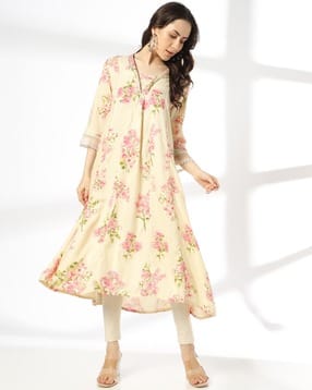 avaasa mix n' match Women Floral Print Flared Kurta-picture-27