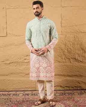 ethnic bay Men Relaxed Fit Mandarin-Neck Long Kurta-picture-39
