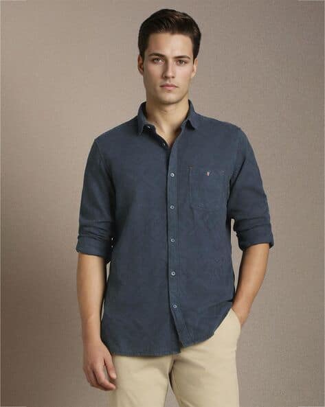 LOUIS PHILIPPE Men Regular Fit Spread-Collar Shirt