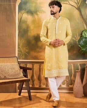 ethnic bay Men Relaxed Fit Mandarin-Neck Long Kurta-picture-14
