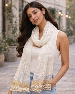 indie picks Embroidered Cotton Net Scarf-picture-34