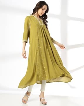 avaasa mix n' match Women Embroidered Flared Kurta-picture-10
