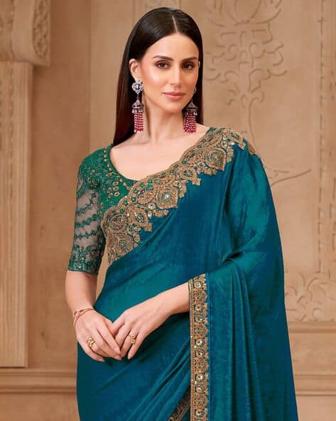 Saree mall Women Embroidered Designer Saree with Blouse Piece - Image 2